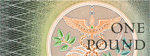 Closeup of an old British one pound note