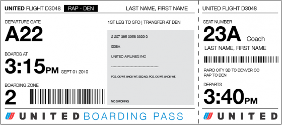 Timoni Grone's redesigned boarding pass
